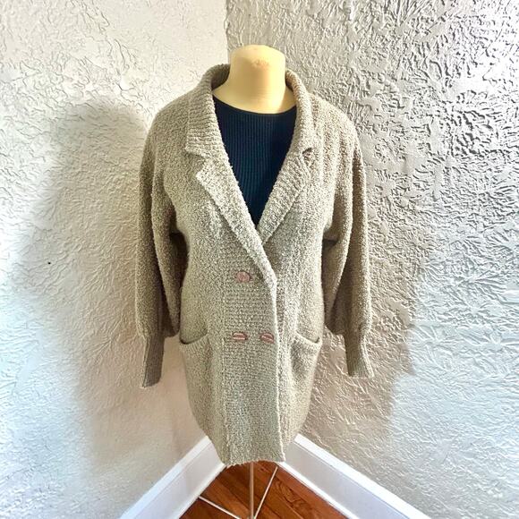 Vintage Monto Par Le Chois Bouclé Knit Cardigan Chunky Knit Puff Sleeve Coat Med - Picture 11 of 16